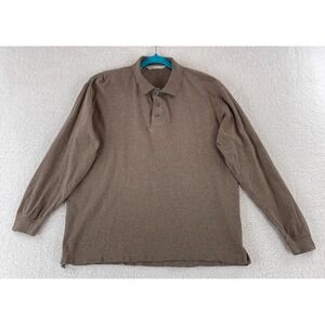 Cutter & Buck Polo Shirt Mens Small Brown Long Sleeve Pullover 100% Cotton Knit